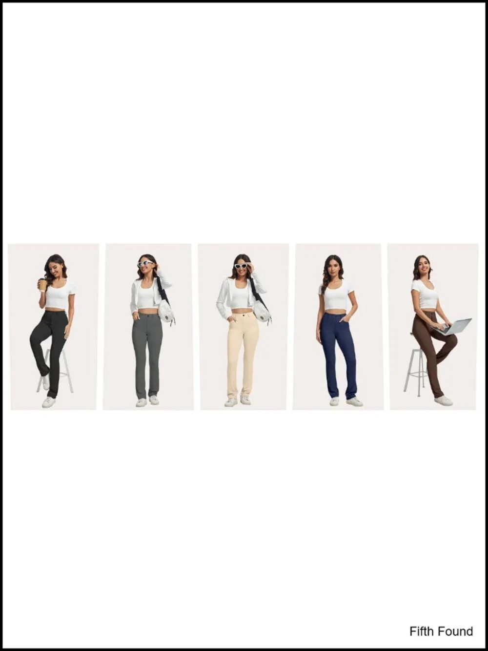 Stretchy Yoga Dress Pants High Rise Straight Leg with Pockets Casual